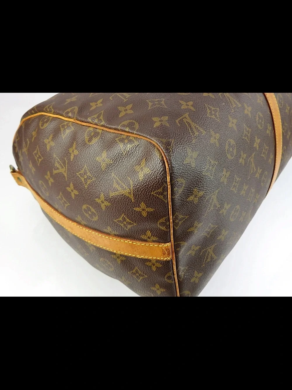 Louis Vuitton Brown Monogram Duffel with Tan Leather Strap